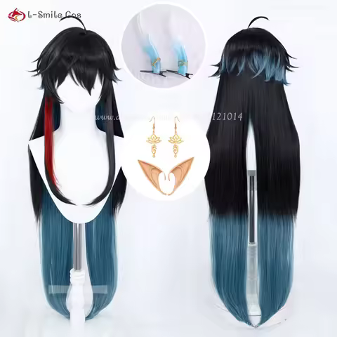 HSR Dan Heng Imbibitor Lunae Cosplay Wig 95cm Mixed Color Wigs Heat Resistant Synthetic Hair Dan Hen