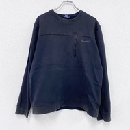 古著耐吉運動衫/運動鞋，黑色，帶拉鍊口袋，XL碼，Swoosh標誌褪色