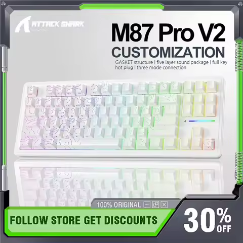 Attack Shark M87 Prov2 Wireless Mechanical Keyboard Three-mode Gasket RGB Hot Swappable Customized G