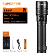 SUPERFIRE L16-F 7W ไฟฉายขนาดเล็ก 450LM Super Bright IP43 กันน้ำ 1200mAh แบตเตอรี่ทำงานสำหรับกลางแจ้ง