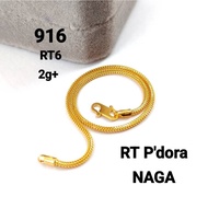 Wing Sing 1-2GRAM Rantai Gelang Tangan P'dora Naga Padu Bajet Emas 916/916 Gold Solid Dragon PDR Bra