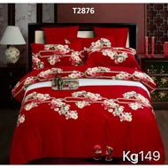 Sprei Bahan Katun Jepang Reactive Kode T2876 Motif Bunga Mawar Merah