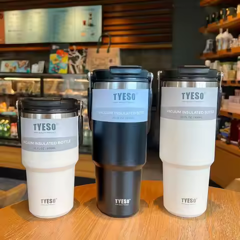 Tyeso's New Coffee Cup With Double-Layer Insulation And Cold Insulation Portable Ice Cream Cup Large
