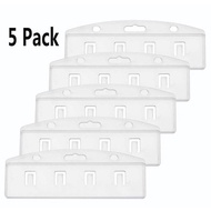G&Y Pa Of 5 Horizontal Half Card Badge Holder For Swipe ID Cards Frosted Rigid Polycarbonate Plastic