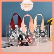 Tas Hampers PVC Mika Transparant Bunga Goodie Bag Leather Handle Premi