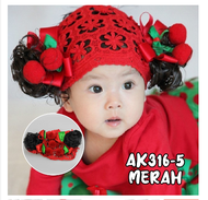 Bandana Bayi Perempuan Rambut Poni Palsu Headband Bando Curly Pompom Wig Baby Lucu