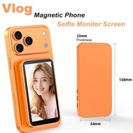 Magnetic Vlog Back Camera Selfie Monitor for iPhone And Android with Zoom, Large Battery, Bluetooth 