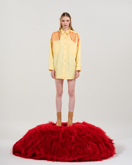 The SRT X13 Sugarcane Shirt (TBL226) - เสื้อเชิ้ตโอเวอร์ไซส์ลายจุด ผ้าลูกฟูก ดีเทลกระเป๋าตรงอก ติดโล