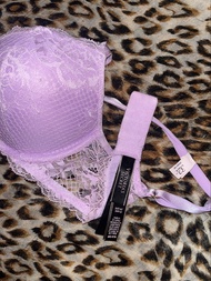 Victoria's Secret Purple Lace Push-Up Bra & Thong Set 32C