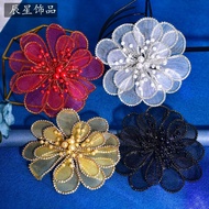 Chenxing Flashing Diamond Multicolor Bridal Hair Clip Net Yarn Flower Beaded Duckbill Clip Prom Dres