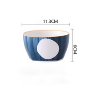 Bộ 10 chén ăn cơm bằng gốm sứ hoạ tiết phong cách Nhật. Chén ăn cơm đế vuông bằng sứ loại 1.