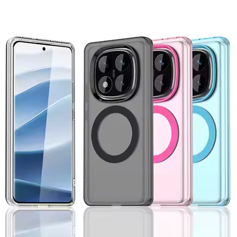 Magnetic Wireless Charging Case For Redmi Note 15 14 Pro 5G Note 14 Pro+ Plus Cover Candy Colors Tra