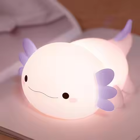 Night Light for Kids,Cute Purple Axolotl Lamp ,LED Squishy Nursery Nightlight, Soft Silicone Novelty
