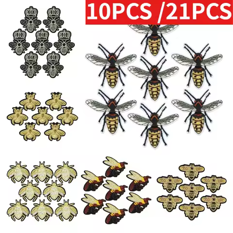 10PCS/Lots 21PCS/Set of Hot-selling Little Bee Family Embroidery Cloth Patches Bumblebee Full Set of