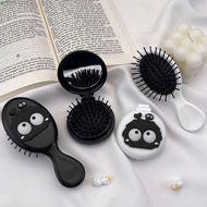 NEEDWAY Hair Comb Mirror, Round Handheld Cartoon Air Bag Comb, Kawaii Anti static Plastic Foldable Air Cushion Massage Comb Women