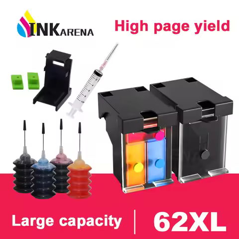 62XL Refillable Replacement For HP62 For HP 62 Ink Cartridge for HP Envy 5540 5640 7640 5646 5541 57