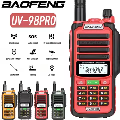 Baofeng UV-98 PRO Walkie Talkie Long Range 10W High Power IP68 Waterproof Two Way Radio Dual Band FM