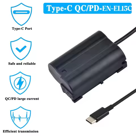 TAVT USB-C EN-EL15C ENEL15 Dummy Battery Compatible with Nikon Z5 Z6 Z6II Z7 Z7II D500 D600 D610 D75