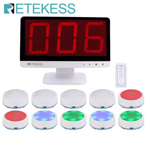 Retekess TM101 Quiz Answer Game Buzzer System 3 Answer Mode 4 Color State for Classroom Competition 
