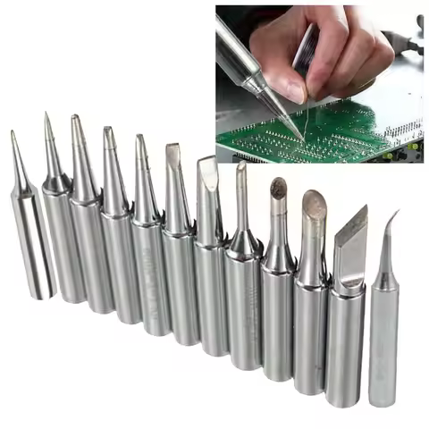 12PCS 33mm Copper Soldering Iron Tips Set 900M-T Welding Station Tools I B C D K For 936 937 938/969
