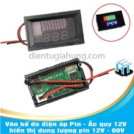 Voltmeter measures battery voltage - 12V battery displays battery capacity 12V - 60V