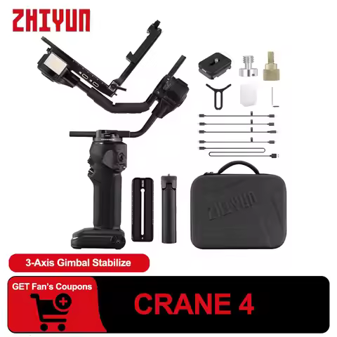Zhiyun CRANE 4 3-Axis Handheld Gimbal Stabilizer Built-In 3200 Lux Fill Light Bluetooth 5.0 Shutter 