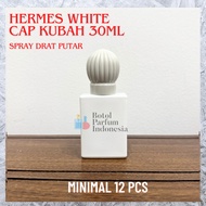 Hermes White 30ML Glass Perfume Bottle Cap Kubah Rotary Drat Spray - 30ML GLASS EMPTY PERFUME BOTTLE