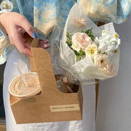 OMS 10Pcs 1/2/4-Cup Drink Carrier With Handle Kraft Paper Cup Holder To Go Coffee Cup Holder For Hot