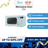 Midea AM820C2RA Light Retro Green Quick Defrost Microwave Oven, 21L