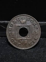 香港1863年一文(首年發行)，品相如圖(c) One Mil， 掛號費加20元