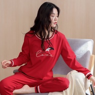 baju tidur perempuan 胸墊睡衣 睡衣套裝女 Middle-Aged Women's Pure Cotton Pajamas - Leisure Wear Suitable for 
