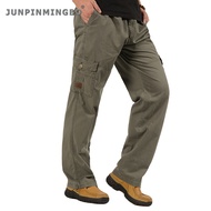 JUNPINMINGBO Plus Size Seluar Hitam Tactical Lelaki Loose Plain Cotton Soft Breathable Casual Slack Cargo Long Pants Men For Working