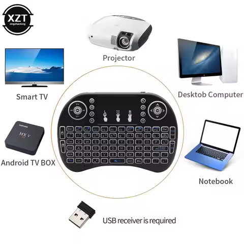 wireless Keyboard Keyborad Backlit I8 Mini Air Mouse 2.4G Touchpad English Russian Spanish French Re