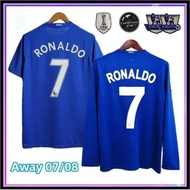 Retro M-U 2008 Away Jersey Ronaldo 07/08 Long Sleeve Short Sleeve Soccer Uniform