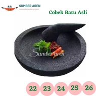 1 set Cobek + Ulekan Cobek Batu Cobek Batu Asli Ulekan Mutu Cobek Batu Gunung Asli