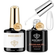 modelones Builder with Gel Top Coat 8-In-One Clear Builder Acid Free Top Coat for Nail Thickening Ap