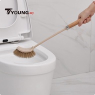 [Available] Toilet Brush with Wooden Handle Slim Toilet Brush Space-Saving Hygienic for Bathroom