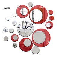 [LV] Acrylic Clock Design Mirror Effect Mural Wall Sticker Home Decor Craft