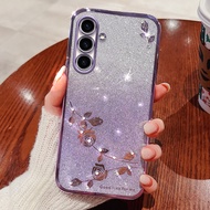 POCO C85 2025 Roses Flower Gradient Color Glitter Plating Phone Case For Poco C85 C 85 PocoC85 C75 P