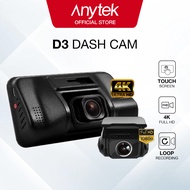 ANYTEK 4k Dashcam Wifi Dash Cam Front and Rear Car Camera Recorder