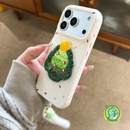 Embroidered Christmas Tree Phone Case With Plush Lanyard For Vivo Y39 Y38 Y37 Pro Y36 Y58 Y56 Y55 Y7