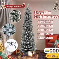 Slim Christmas Tree With Snow Artificial Pencil Tree 5 / 6 / 7 / 8Ft Xmax Tree Snow Tree D977