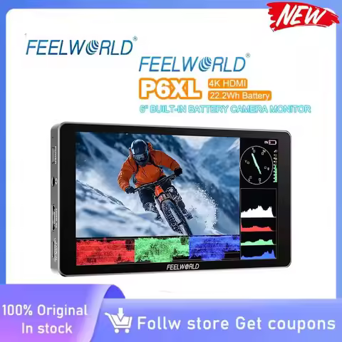 FEELWORLD P6XL 6-inch Camera Field Monitor Aluminum Case Built in Battery 4K HDMI High Brightness 12