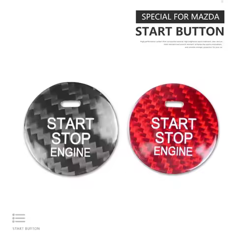 For Mazda 3 AXELA Mazda3 Car Engine Start Stop Button Cover Real Carbon Fiber Sticker 2014 2015 2016