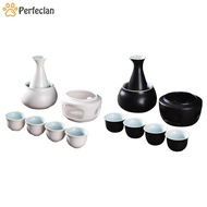 [Perfeclan] -Sake Set, Cups with Warmer, Traditional Warming Bowl, 4 Cups Sake Drink,