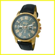 ▫ △ ◰ Geneva Roman Numerals Faux Leather Wrist Watch (Black)