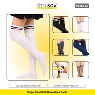 CITRUSOX Stripe Braid Knit Cotton Above Knee High Socks (22-25 cm) #1808-M
