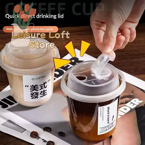 Clear U-shaped Coffee Cups Lidded 10Pcs Disposable for Milk Tea Drinking Pleasure