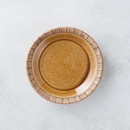 日本美濃燒 - 細雕紋小盤 - 赭石黃