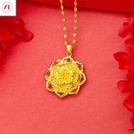 XT Jewellery Korea 24k Big Flower Necklace Three Layer Fashion Woman 916 Original Gold Plated